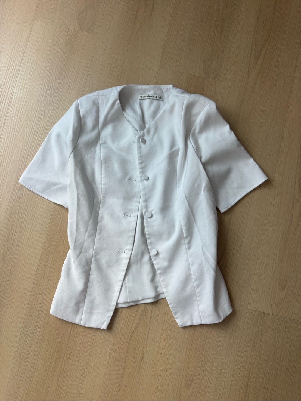 Abercrombie & Fitch White Short-Sleeve Button-Front Shirt